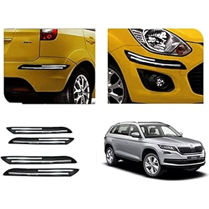 auto beast rubber car bumper protector guard with doublechrome strip compatible with skoda kodiaq car  car bumper protector set 4