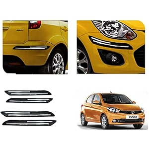 auto beast rubber car bumper protector guard with doublechrome strip compatible with tata tiago car  car bumper protector set 4