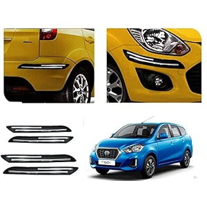 auto beast rubber car bumper protector guard with doublechrome strip compatible with datsun go 2020 car  car bumper protector set 4