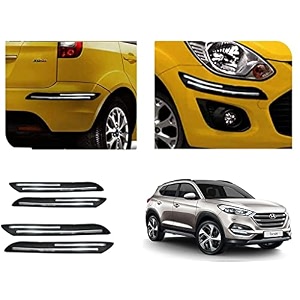 auto beast rubber car bumper protector guard with doublechrome strip compatible with tucson car  car bumper protector set 4