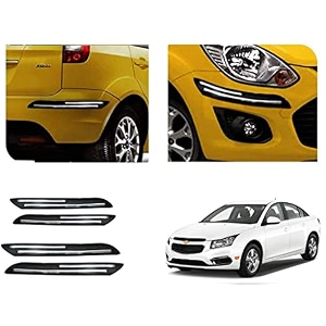 auto beast rubber car bumper protector guard with doublechrome strip compatible with cruze ls car  car bumper protector set 4