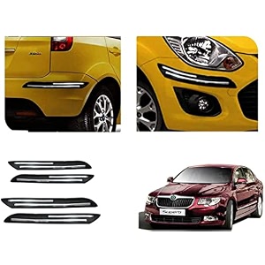 auto beast rubber car bumper protector guard with doublechrome strip compatible with skoda superb car  car bumper protector set 4
