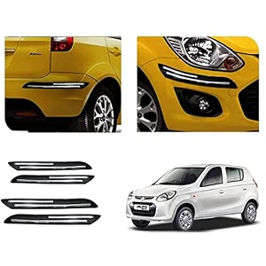 auto beast rubber car bumper protector guard with doublechrome strip compatible with maruti suzuki alto 800 car  car bumper protector set 4