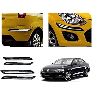 auto beast rubber car bumper protector guard with doublechrome strip compatible with volkswagen jetta type 2 car  car bumper protector set 4