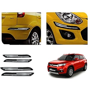 auto beast rubber car bumper protector guard with doublechrome strip compatible with maruti suzuki brezza car  car bumper protector set 4