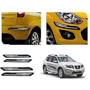 auto beast rubber car bumper protector guard with doublechrome strip compatible with nissan terrano car  car bumper protector set 4