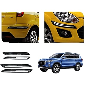 auto beast rubber car bumper protector guard with doublechrome strip compatible with mg gloster car  car bumper protector set 4