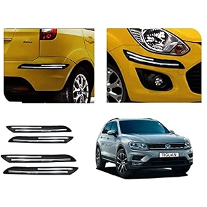 auto beast rubber car bumper protector guard with doublechrome strip compatible with volkswagen tiguan car  car bumper protector set 4