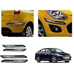 auto beast rubber car bumper protector guard with doublechrome strip compatible with verna 2020 car  car bumper protector set 4