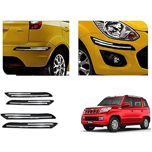 auto beast rubber car bumper protector guard with doublechrome strip compatible with mahindra tuv 300 car  car bumper protector set 4
