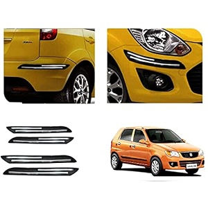 auto beast rubber car bumper protector guard with doublechrome strip compatible with maruti suzuki alto k10 old car  car bumper protector set 4