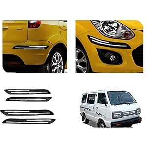 auto beast rubber car bumper protector guard with doublechrome strip compatible with maruti suzuki omni car  car bumper protector set 4