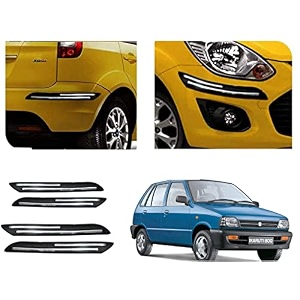 auto beast rubber car bumper protector guard with doublechrome strip compatible with maruti suzuki 800 car  car bumper protector set 4