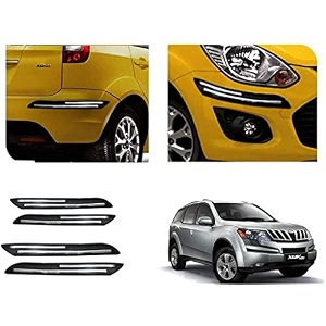 auto beast rubber car bumper protector guard with doublechrome strip compatible with mahindra xuv 500 car  car bumper protector set 4