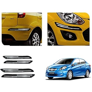 auto beast rubber car bumper protector guard with doublechrome strip compatible with amaze type 1 car  car bumper protector set 4
