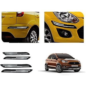 auto beast rubber car bumper protector guard with doublechrome strip compatible with compatible withd aspire free style car  car bumper protector set 4