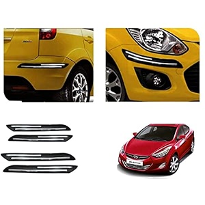 auto beast rubber car bumper protector guard with doublechrome strip compatible with elantra car  car bumper protector set 4