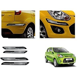 auto beast rubber car bumper protector guard with doublechrome strip compatible with maruti suzuki alto 800 2016 car  car bumper protector set 4
