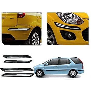 auto beast rubber car bumper protector guard with doublechrome strip compatible with tata indigo marina car  car bumper protector set 4