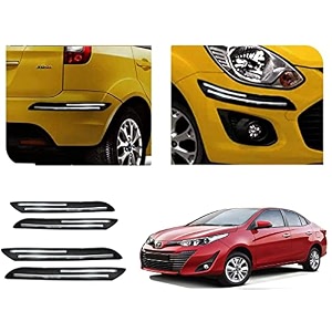 auto beast rubber car bumper protector guard with doublechrome strip compatible with toyota yaris car  car bumper protector set 4