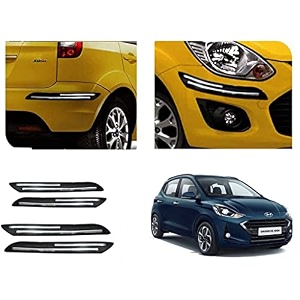 auto beast rubber car bumper protector guard with doublechrome strip compatible with i10 grand nios car  car bumper protector set 4