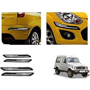 auto beast rubber car bumper protector guard with doublechrome strip compatible with maruti suzuki gypsy king car  car bumper protector set 4