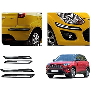 auto beast rubber car bumper protector guard with doublechrome strip compatible with toyota urban cruiser car  car bumper protector set 4