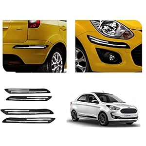 auto beast rubber car bumper protector guard with doublechrome strip compatible with compatible withd figo aspire 2019 car  car bumper protector set 4