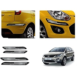auto beast rubber car bumper protector guard with doublechrome strip compatible with tata hexa car  car bumper protector set 4