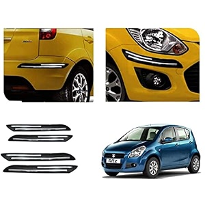 auto beast rubber car bumper protector guard with doublechrome strip compatible with maruti suzuki ritz type 1 car  car bumper protector set 4