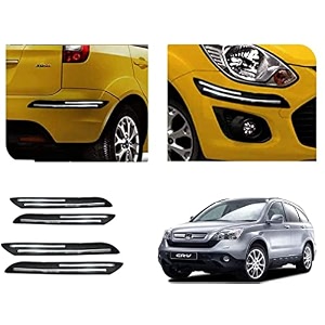 auto beast rubber car bumper protector guard with doublechrome strip compatible with crv car  car bumper protector set 4