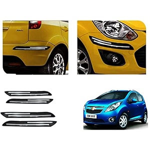 auto beast rubber car bumper protector guard with doublechrome strip compatible with beat type 1 car  car bumper protector set 4