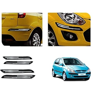 auto beast rubber car bumper protector guard with doublechrome strip compatible with getz car  car bumper protector set 4