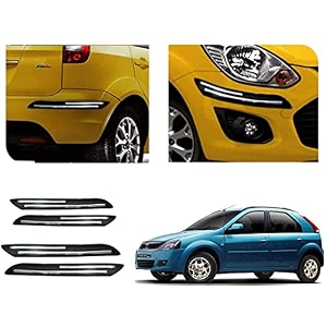 auto beast rubber car bumper protector guard with doublechrome strip compatible with mahindra verito vibe car  car bumper protector set 4