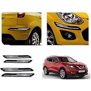 auto beast rubber car bumper protector guard with doublechrome strip compatible with nissan x trail car  car bumper protector set 4