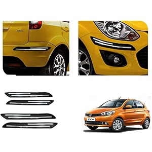 auto beast rubber car bumper protector guard with doublechrome strip compatible with tata zica car  car bumper protector set 4