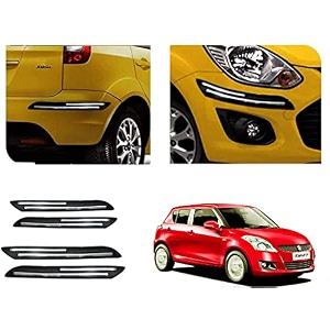 auto beast rubber car bumper protector guard with doublechrome strip compatible with maruti suzuki swift type 3 car  car bumper protector set 4