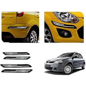 auto beast rubber car bumper protector guard with doublechrome strip compatible with mahindra verito car  car bumper protector set 4