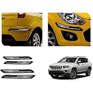 auto beast rubber car bumper protector guard with doublechrome strip compatible with jeep compass car  car bumper protector set 4