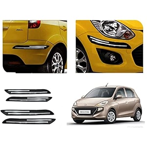 auto beast rubber car bumper protector guard with doublechrome strip compatible with santro 2018 car  car bumper protector set 4