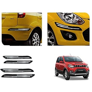 auto beast rubber car bumper protector guard with doublechrome strip compatible with mahindra nuvo sport car  car bumper protector set 4