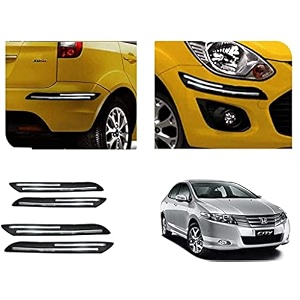 auto beast rubber car bumper protector guard with doublechrome strip compatible with city car  car bumper protector set 4