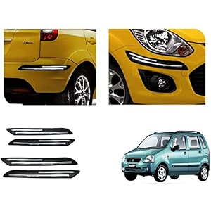 auto beast rubber car bumper protector guard with doublechrome strip compatible with maruti suzuki wagonr 2003 car  car bumper protector set 4