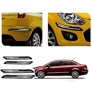 auto beast rubber car bumper protector guard with doublechrome strip compatible with linea car  car bumper protector set 4