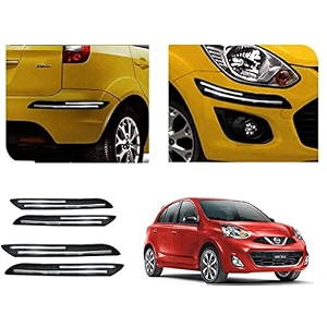 auto beast rubber car bumper protector guard with doublechrome strip compatible with nissan micra 2015 car  car bumper protector set 4