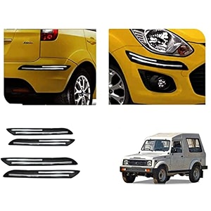 auto beast rubber car bumper protector guard with doublechrome strip compatible with maruti suzuki gypsy car  car bumper protector set 4