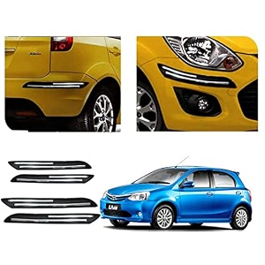 auto beast rubber car bumper protector guard with doublechrome strip compatible with toyota etios liva car  car bumper protector set 4