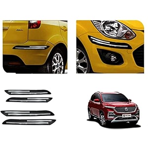 auto beast rubber car bumper protector guard with doublechrome strip compatible with mg hector car  car bumper protector set 4