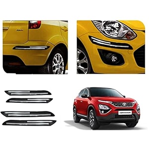 auto beast rubber car bumper protector guard with doublechrome strip compatible with tata harrier car  car bumper protector set 4