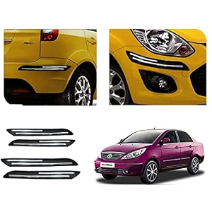 auto beast rubber car bumper protector guard with doublechrome strip compatible with tata manza car  car bumper protector set 4